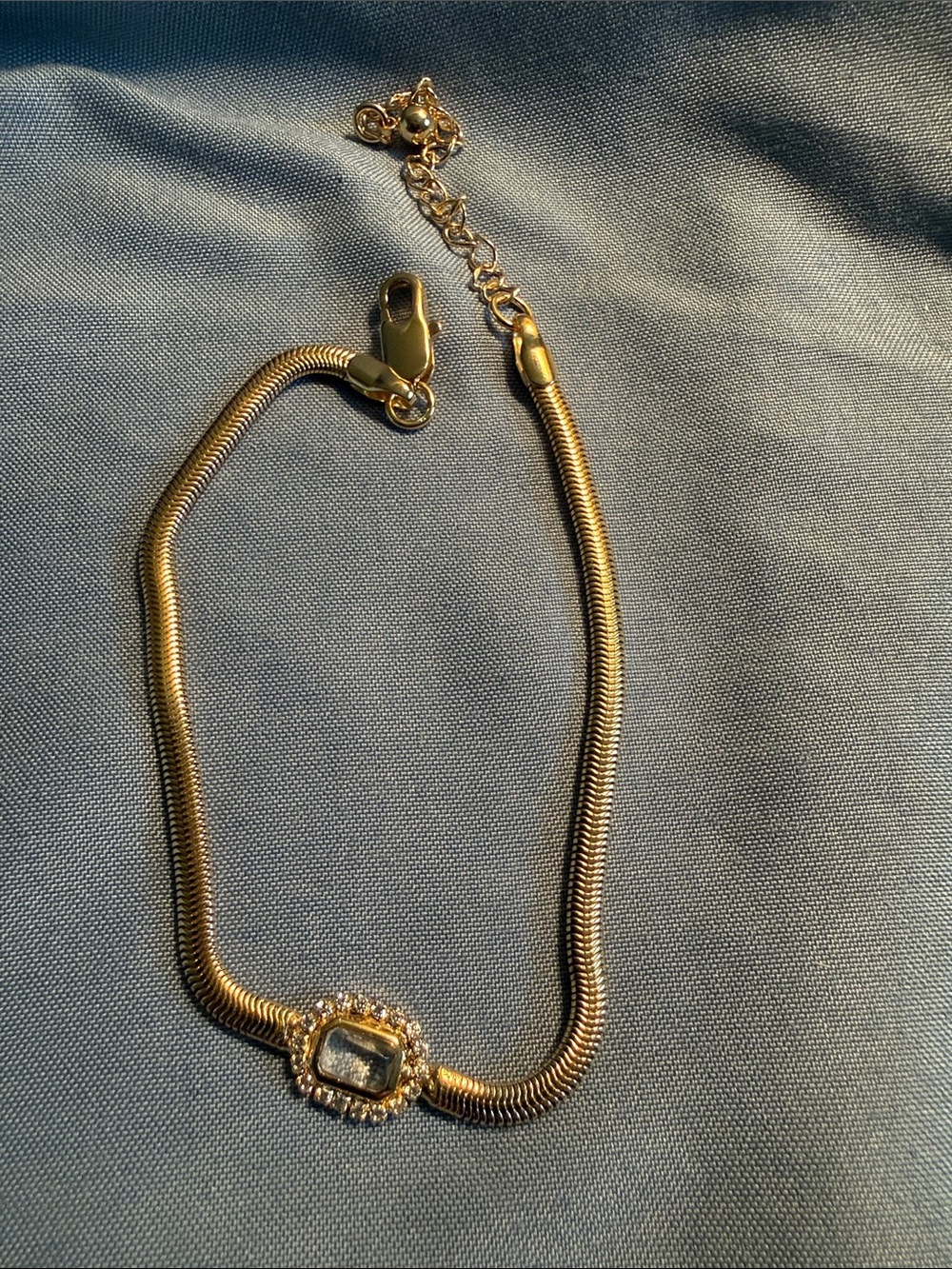 Gold-Tone Necklace with Central Crystal Accent